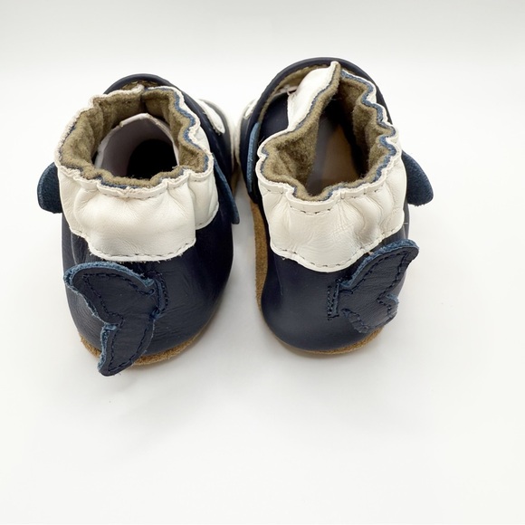 Robeez Leather Willie Navy Baby Boy Anti-Slip Soft Sole Whale Hello shoes New - Picture 5 of 8